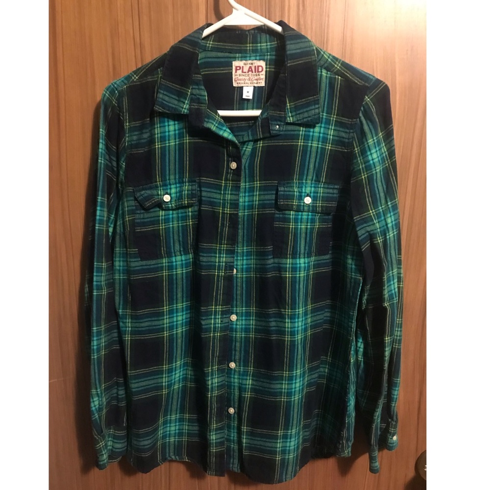 Teal and blue plaid button down-M
